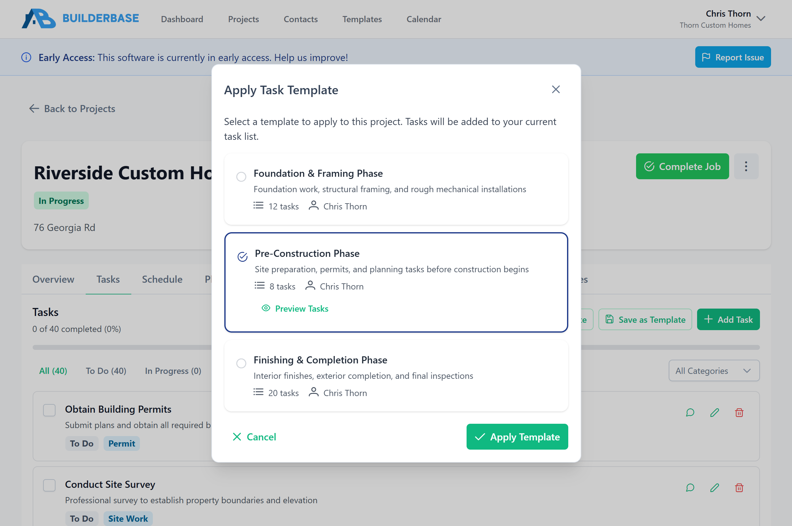 BuilderBase Task Management